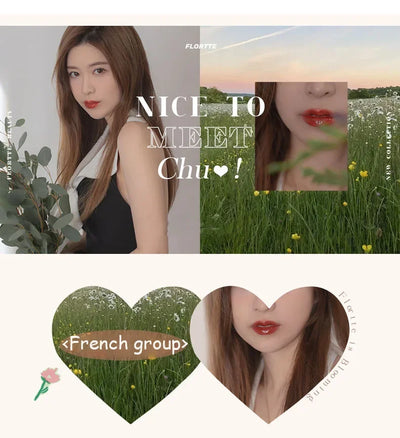 FLORTTE Beauty Lip Lasting Tint First Kiss Series Water Glossy Nice To Meet Chu Blooming Liquid Lipstick Makeup Women Cosmetics