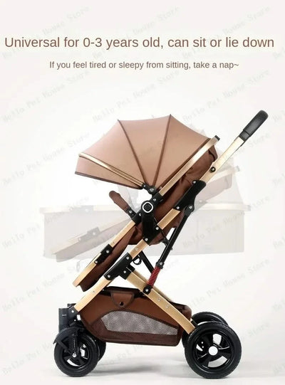 3-in-1 Twin Baby Stroller with Car Seat,portable Foldable Baby Stroller High View Newborn Baby Stroller Can Sit and Lie