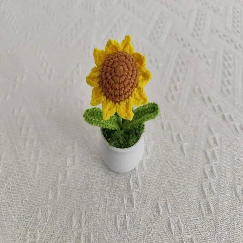 Handmade yarn hooks flowers sunflowers potted plants home decor wedding decorations holiday gifts