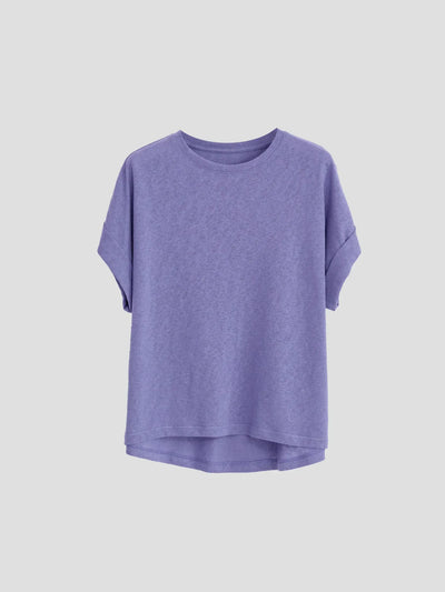 Women Linen Tops Crew Neck
