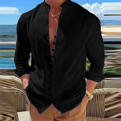 Men Casual Social Shirts Long Sleeve Dress Shirt Blouse Man Formal Business Shirt Original White Tops Cotton Linen Beach Shirts