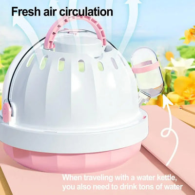 Lightweight PP Pet Carrier with Water Feeder Travel Cage for Hamster Guinea Pig Hedgehog Ferret Accessories