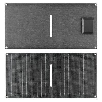 24W Portable Solar Panel with USB-C USB-A Outputs Foldable Solar Panel Solar Charging Panel for Phone Power Bank Small Fan