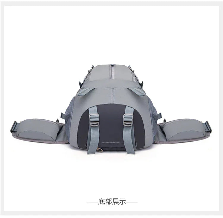 Fashionable and Wear-Resistant Outdoor Travel Backpack, Black and Red Contrasting Color Large-Capacity Mountaineering Bag with Waterproof Cover