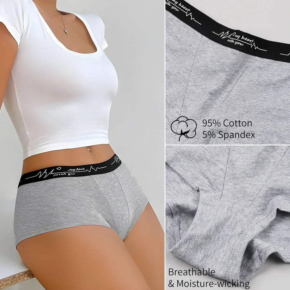 Ladies Solid color boxers Briefs Comfortable Female Underwear Sporty Style Casual Sexy Panties for Women S-XL