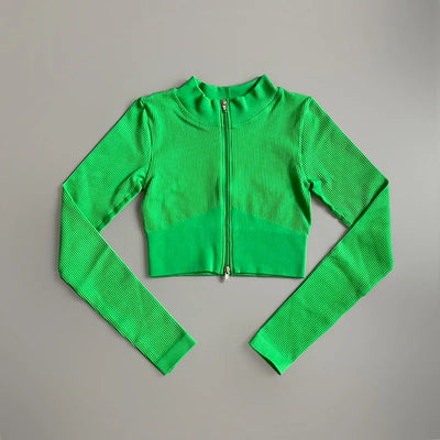 Women's Shirt Long Sleeve Gym Top Female Workout Sports Shirts  Yoga Tops Activewear Running Jackets With Front Zip