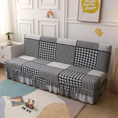1/2/3Seater Sofa Bed Cover with Elastic Printing Seat Cover Armless Sofa Bed Cover Sofa Covers for Living Room Home Decor