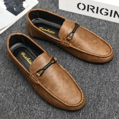 Summer New Men's Loafers Comfortable Flat Casual Shoes Men Breathable Moccasins Slip-On Soft Leather Driving Shoes 2025