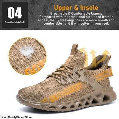 Safety Shoes Men For Work Sneakers Women Men Steel Toe Work Shoes Security Protective Shoes Lightweight Anti-Smash Anti-Puncture