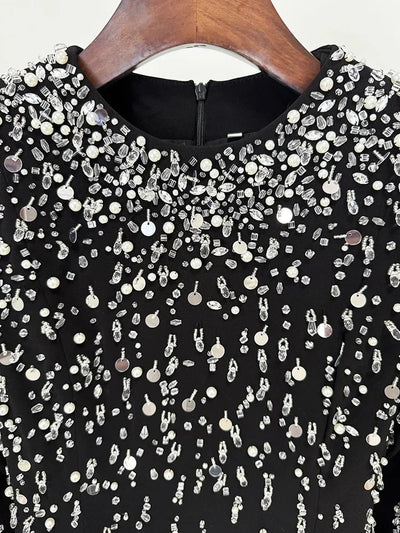 HIGH STREET Newest Fashion 2025 Designer Maxi Dresses Women's Formal Long Sleeve Luxurious Beaded Long Maxi Dress