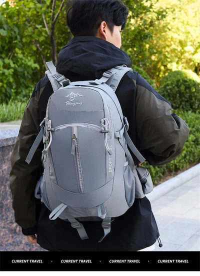 Fashionable and Wear-Resistant Outdoor Travel Backpack, Black and Red Contrasting Color Large-Capacity Mountaineering Bag with Waterproof Cover