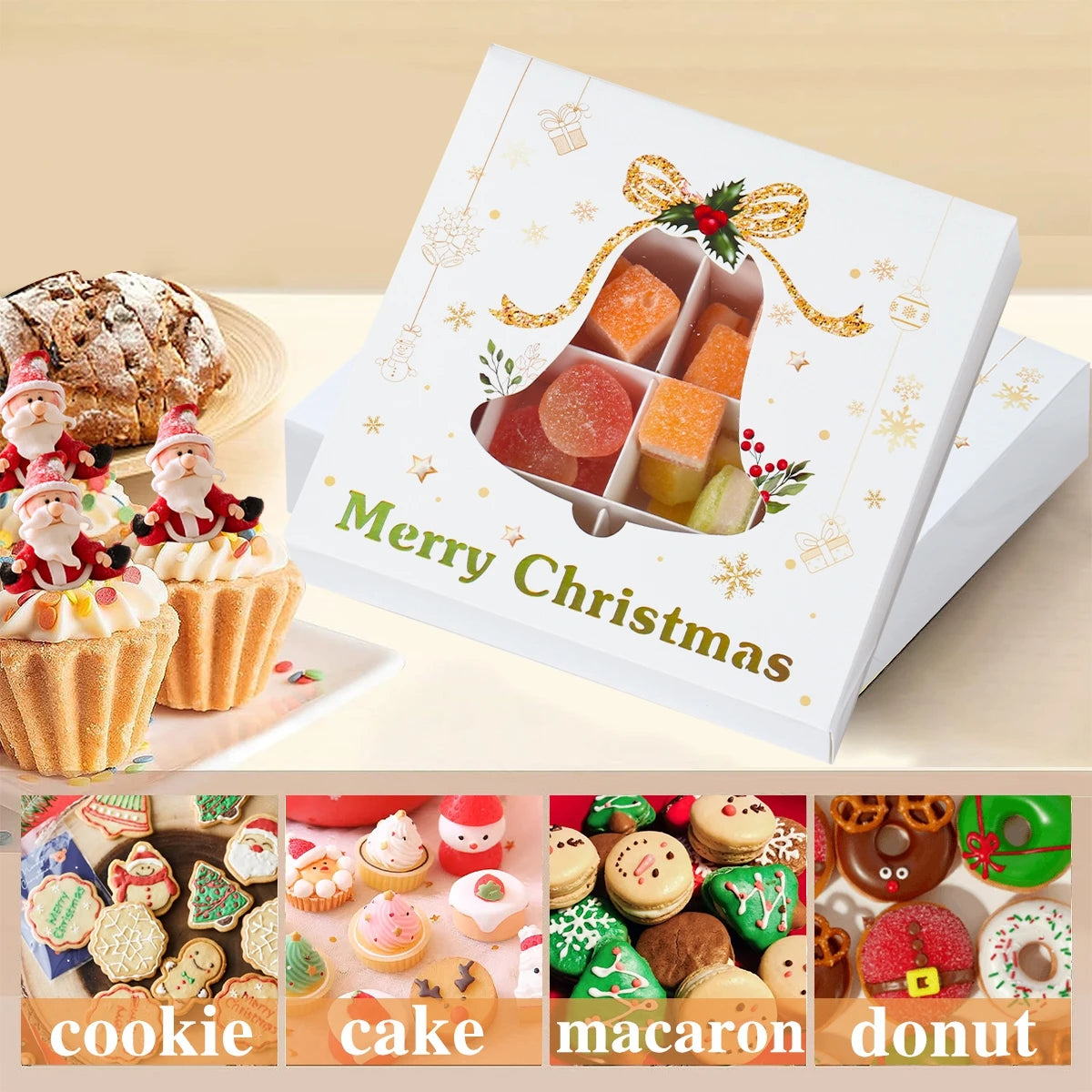 Christmas Candy Gift Box Merry Christmas Decorations For Home Kraft Paper Box Cookie Gift Box Packaging Bag navidad Natal Gifts