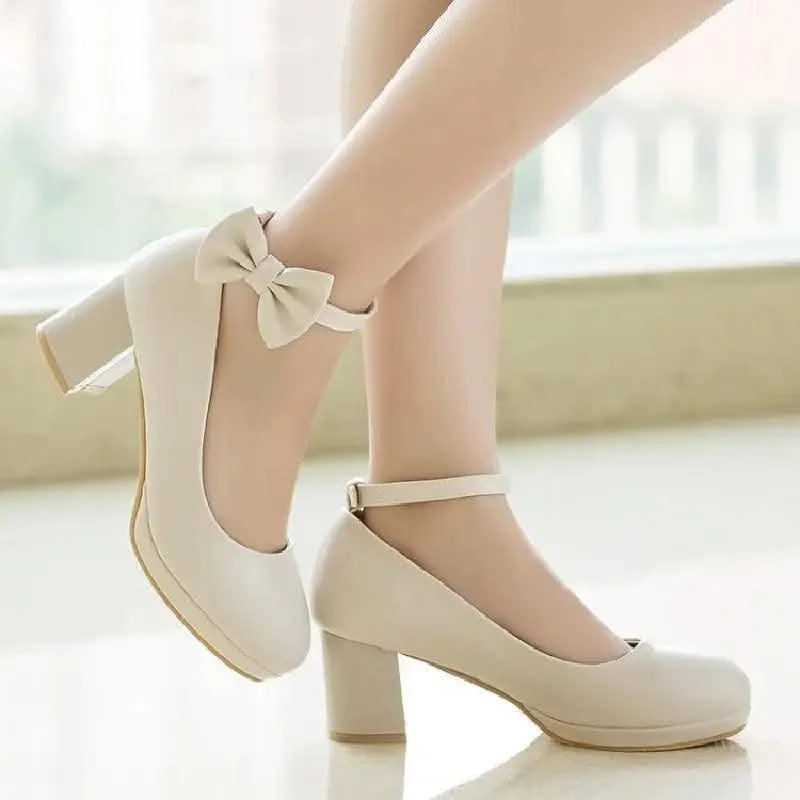 Girl's Fashion Bow Thick Heel Shallow High Heel Shoes |  Platform Pumps For Party, Wedding 30-43 | Kids, Children Fashion