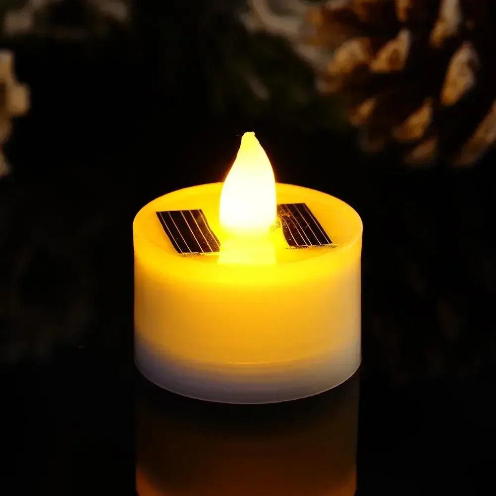 Solar candle tea lamp smokeless simulation led electronic outdoor christmas halloween wax
