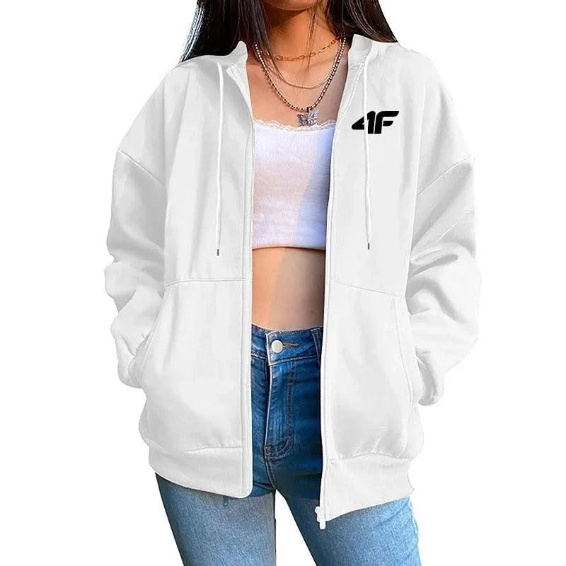 Womens Zipper Cardigan Hooded Sweatshirt Printing Outfits Fashion Hot sale Casual Jogging Top Clothing Lady Versatile Sport Coat
