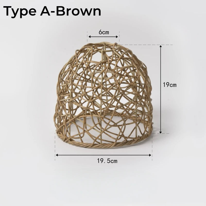 Woven Lantern LED  Hanging Light Lampshade Simulated Rattan Ceiling Pendant Lamp Shade Bedroom Dining Room Chandelier Lamp Cover