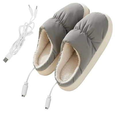 Heated Slipper Boot Soft Plush Heated Slippers Adjustable Temperature Electric Foot Warmer Winter Heated Boots for Home Office