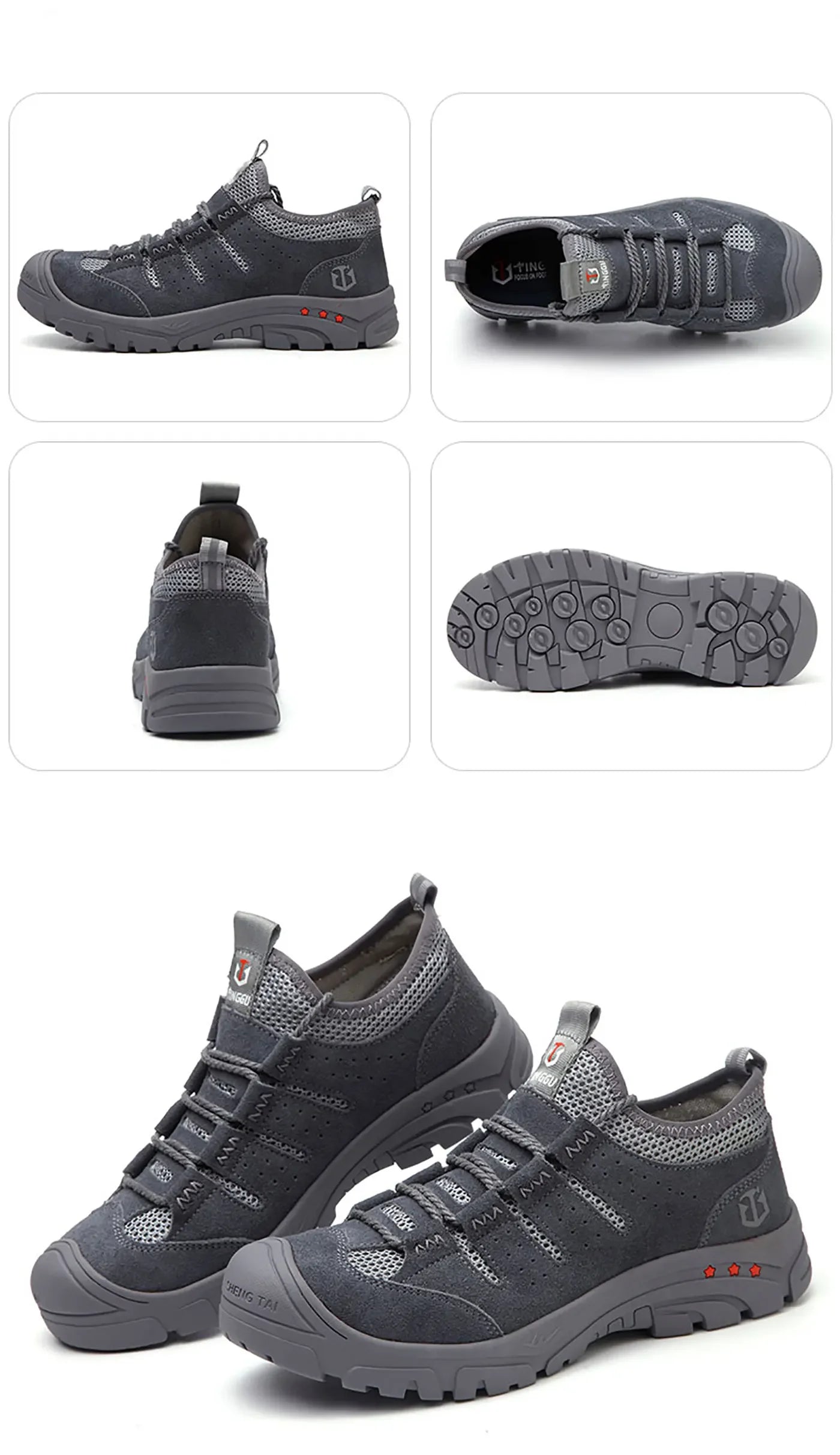 Men's safety shoes are impact resistant, puncture resistant, soft, comfortable, breathable, non slip, and lightweight work shoes