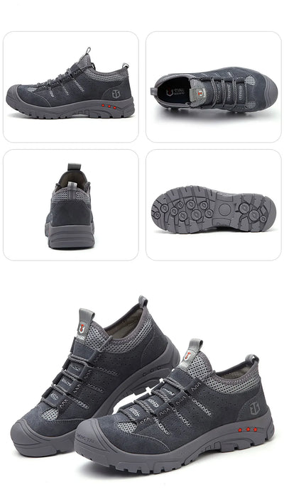 Men's safety shoes are impact resistant, puncture resistant, soft, comfortable, breathable, non slip, and lightweight work shoes