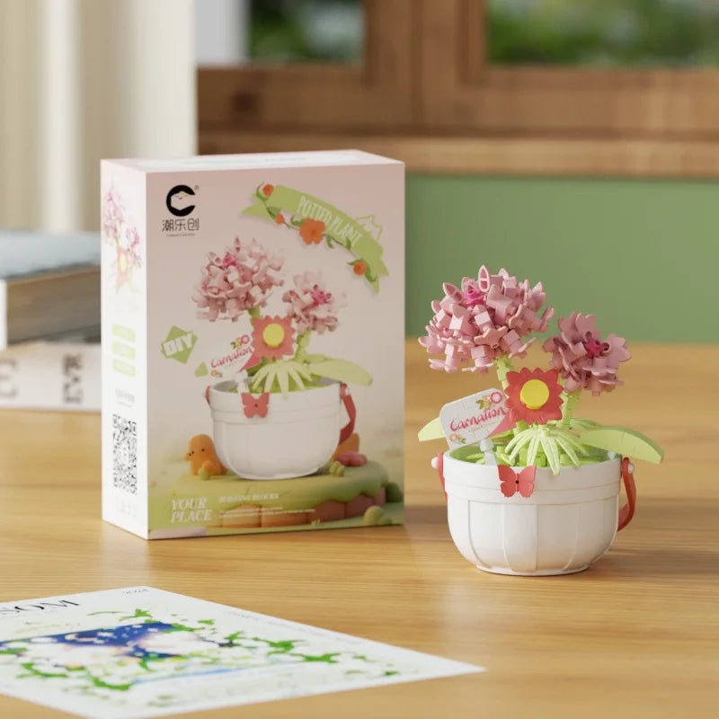 Christmas Gift Building Blocks - Creative Floral Basket Building, Fun Educational DIY Puzzle Toys