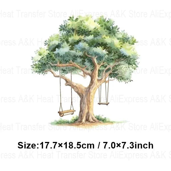 Baby Animal On Swings Heat Transfers For Kids Clothing Elephant Tigers Lion Stickers On Clothes Diy Thermal Patches Decals