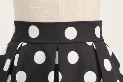 Summer Casual Women Midi Skirt Polka Dot High Waist Retro Vintage 50s Pleated Party Skirts