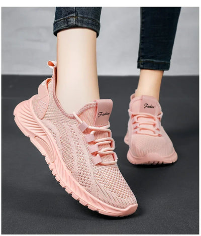 2025 Designer Women Casual Sneakers Sports Shoes Fashion Brand Lace Up Loafers Female Knitted Mesh Breathable Shoes for Women