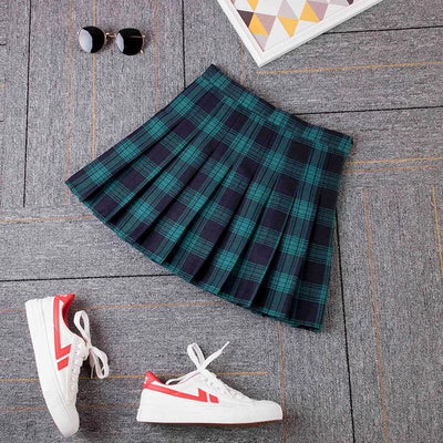 2023 Women A- line Skirt Red Plaid Skirt korean harajuku plaid skirt Spring and Autumn New Pleated High Waist Skirt