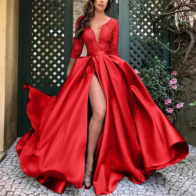 Women's Elegant Evening Party Dresses Luxury Fashionable Long Dresses Trailing Evening Dresses Solid Color Floor-Length Dresses