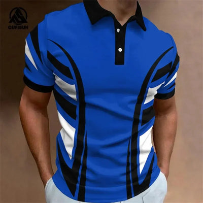 Fashion Simplicity Men's Polo Shirt Summer Short Sleeve Buttons Tops Street Sports Style Clothing Oversized Pullover Golf Wear