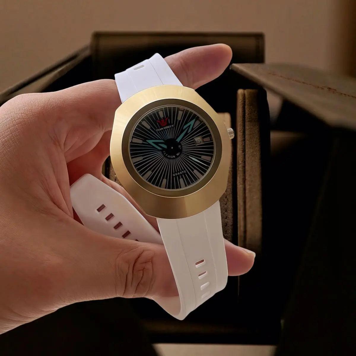 Premium high-end fashion quartz men’s watch – waterproof date display comfortable imported rubber strap