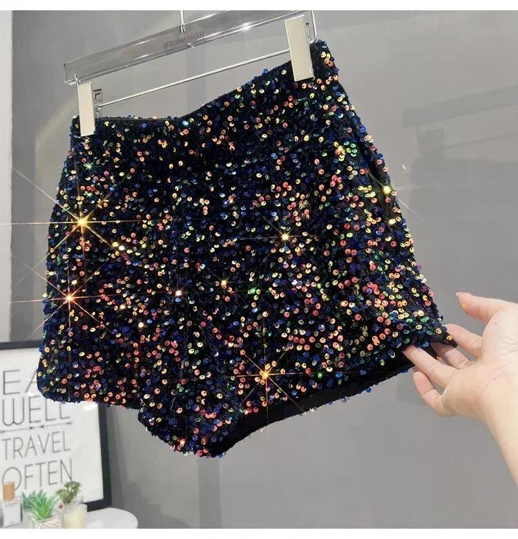 Hot girl y2k european and american style sequined shorts slim fit suede embroidered casual pants for women
