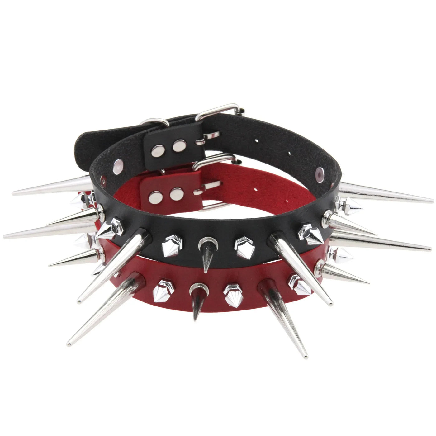 Goth Long Spike Choker Punk Faux Leather Collar For Women Men Cool Big Rivets Studded Chocker Gothic Style Necklace Accessories