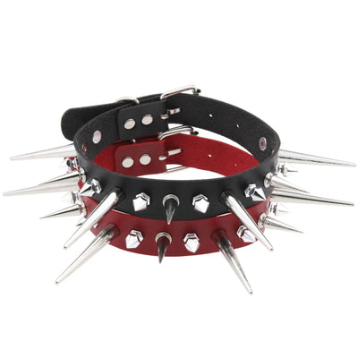 Goth Long Spike Choker Punk Faux Leather Collar For Women Men Cool Big Rivets Studded Chocker Gothic Style Necklace Accessories