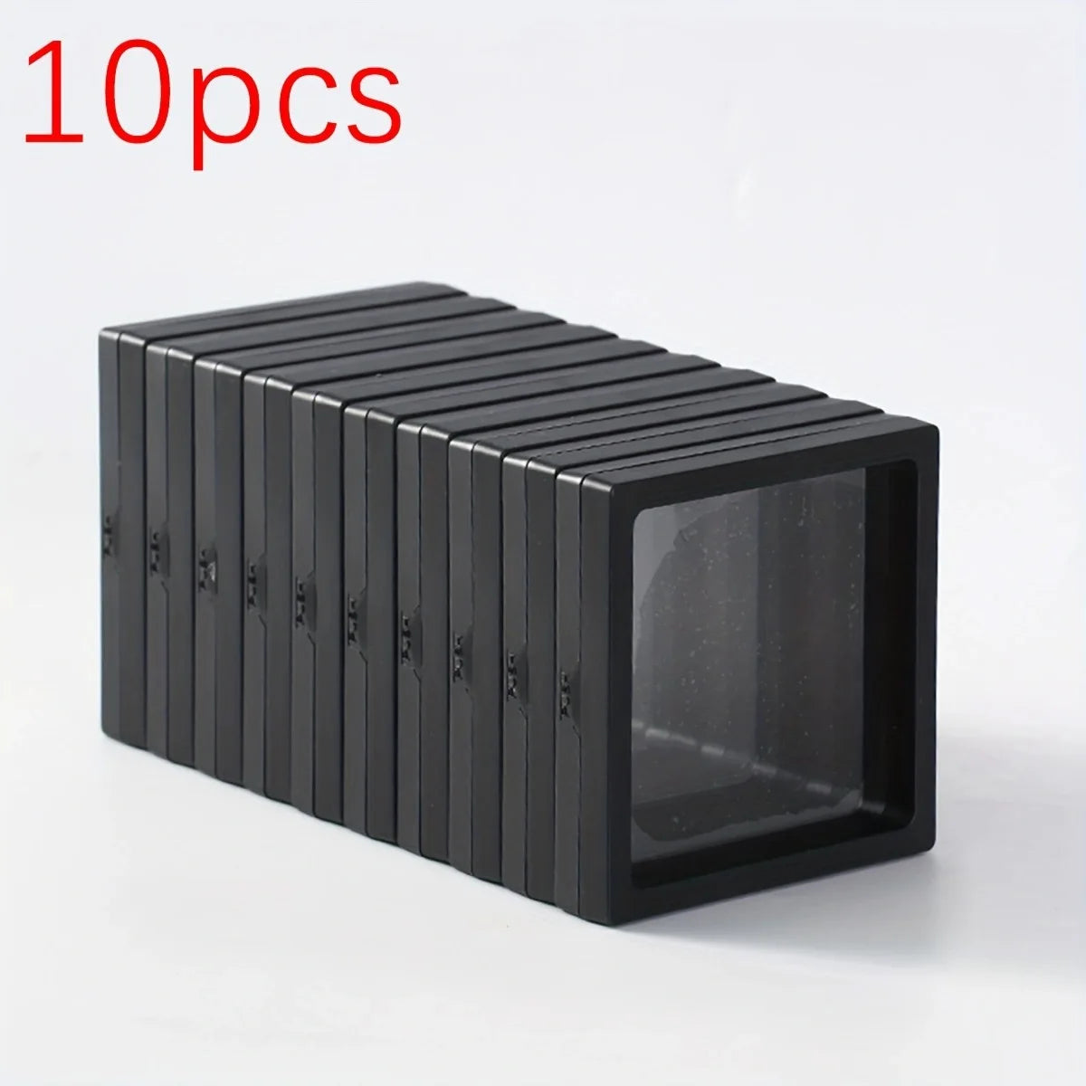 10pcs,Transparent floating display box, plastic film jewelry packaging box, jewelry, necklace, ring, and collectible storage box