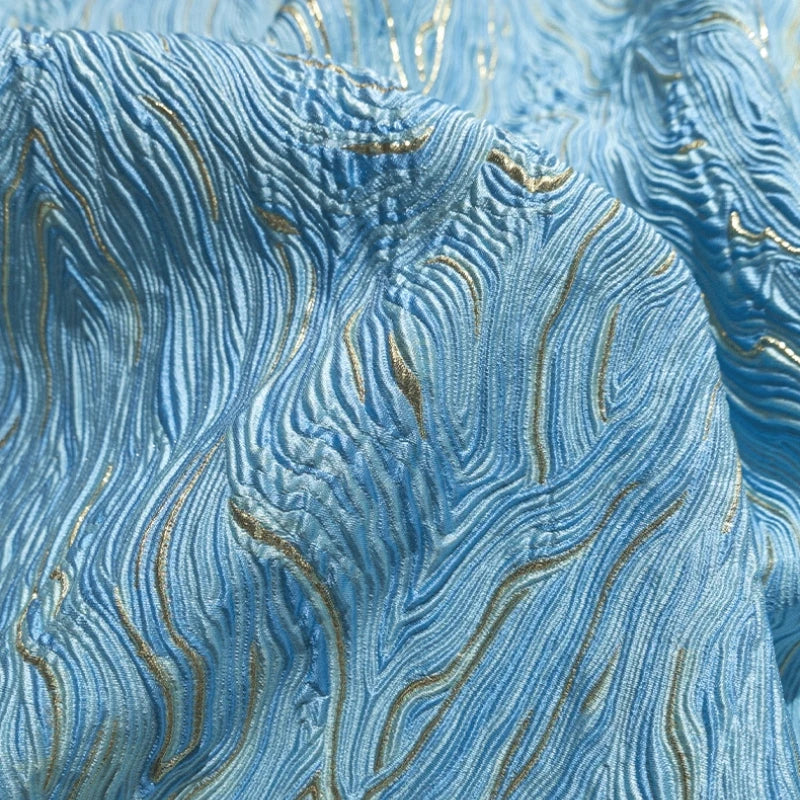 Mountain Pattern Gilt Silk Texture Jacquard Fabric Flash Three Dimensional Texture Hanfu Creative Dress Clothing Designer Fabric