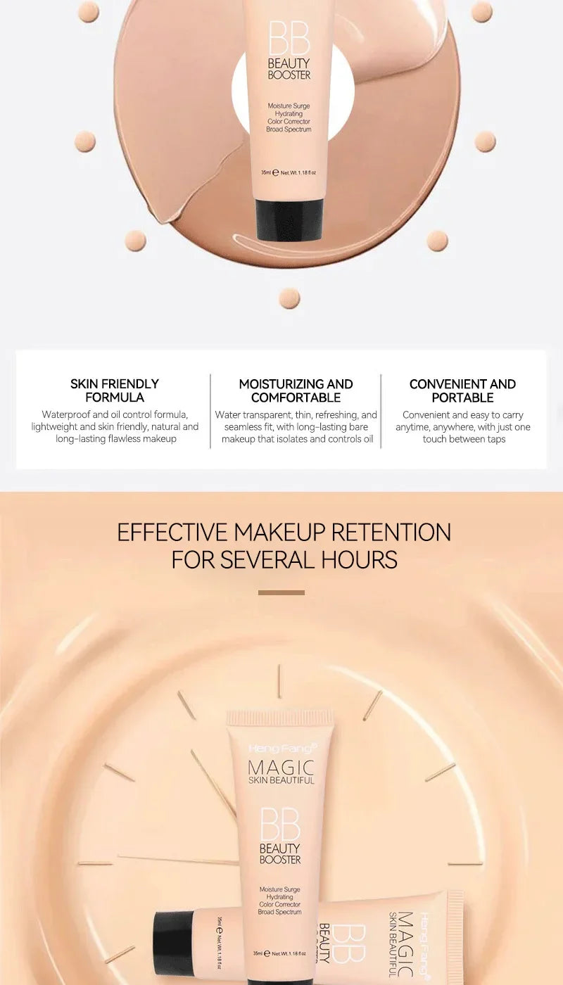BB Cream Natural Nude Finish — Hydrating, Oil-Control, Long-Lasting Foundation