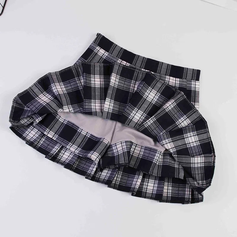 2023 Women A- line Skirt Red Plaid Skirt korean harajuku plaid skirt Spring and Autumn New Pleated High Waist Skirt