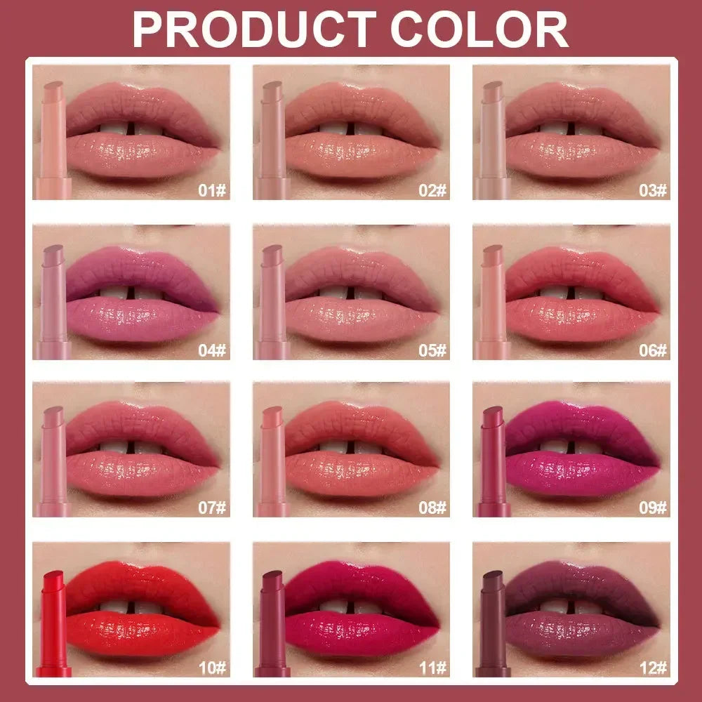 Solid Lipstick Long-lasting Easy Color Lip Stain Moisturizing Lip Gloss Pearl Mirror Lipgloss Tint Sexy Red Lipstick Makeup