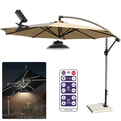 Solar Patio Umbrella Light IP65 Waterproof Clip-On Umbrella Lamp Power Display Umbrella Pole Light for Beach Camping Tent Party