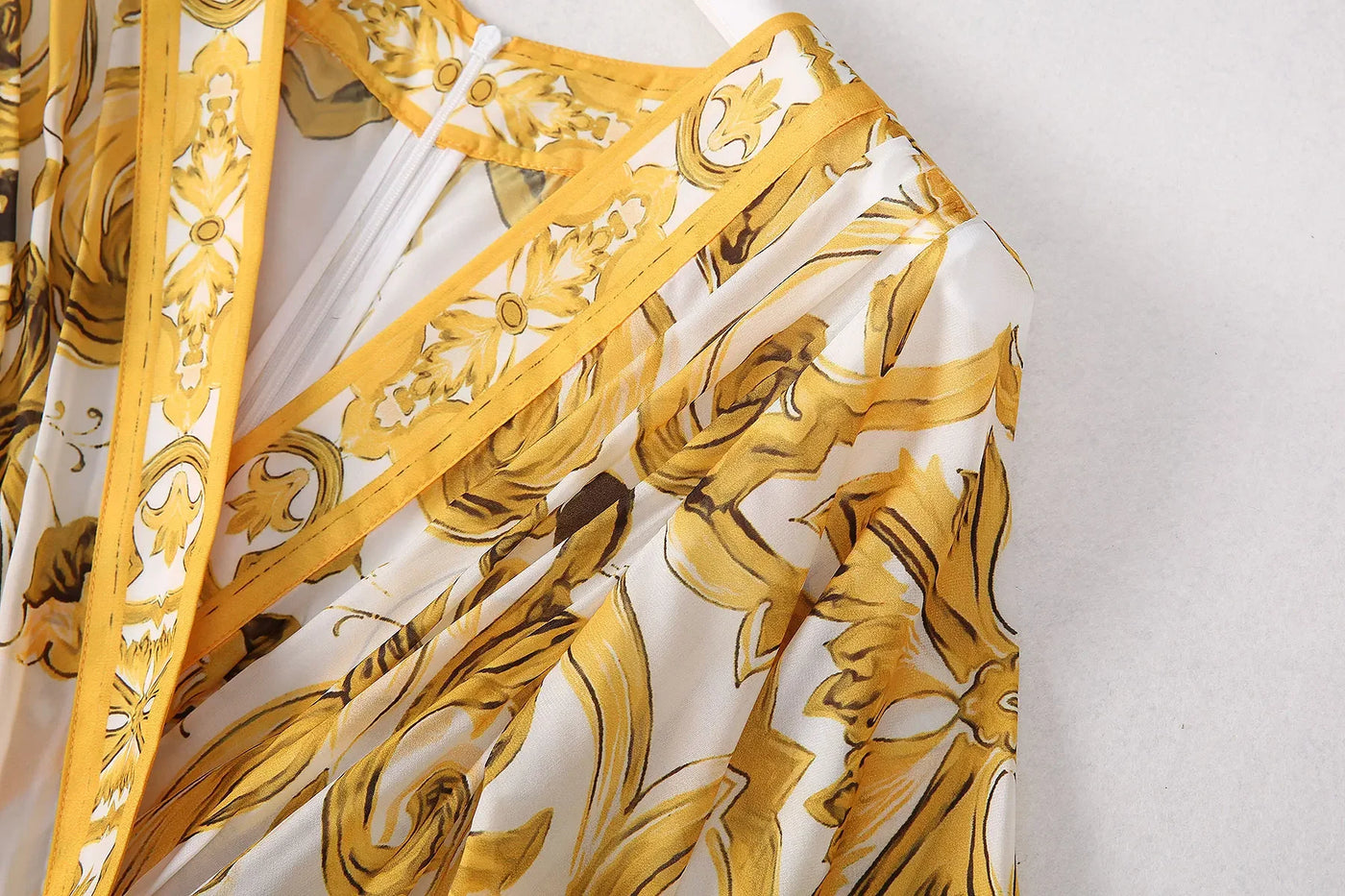 Fashion Designer Long Dress Women Elegant  V-Neck Long Sleeved Printed Belt Dresses Luxury Designer High Quality Female Clothing