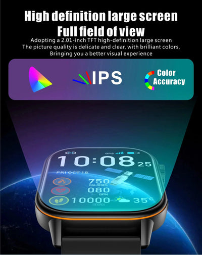 LIGE GPS Trajectory Smart Watch Women 2.01" HD Screen Compass Bluetooth Call Heart Rate Blood Oxygen Men Smartwatches 2025 New