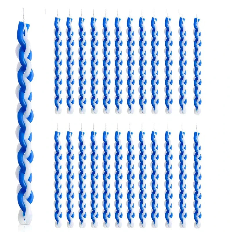 2PACK Havdalah Candle Blue and White Braided Jewish Largest Candle Smokeless Lighting Shabbat Candles for Saturday Night