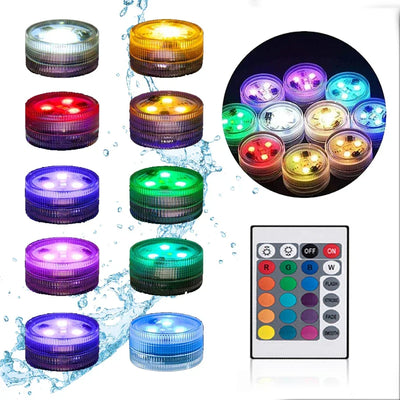 Mini Submersible Led Light Underwater Lights With Remote Control RGB Night Light Pool Light for Pond Bathtub Party Swimming Pool