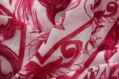 Seifrmann Spring Autumn Designer Women's V-neck Flying sleeve Lace up Print Loose Holiday robe Dresses