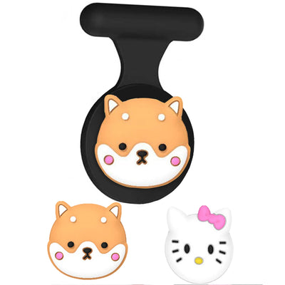 Black silicone phone holder with cartoon dog and Hello Kitty designs for AirTag kids accessories
