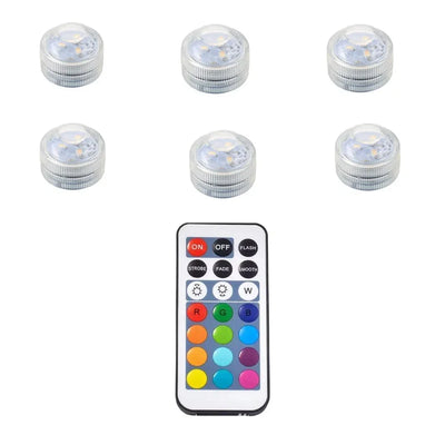 Mini Submersible LED Lights with Remote Control - Small Tea Light Underwater Light Battery Powered for Party Event Vase Fishtank
