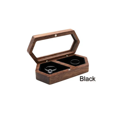 Engraved Wooden Ring Box, Double Slot, Perfect for Wedding, Proposal Rings, Romantic Gift for Wife, Jewelry, Always & Forever"