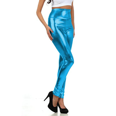 Women Look Wet Leggings Shiny Glossy Faux