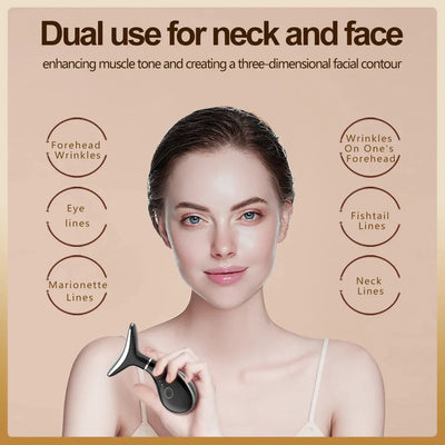 Neck Beauty Instrument with Base Microcurrent Facial Massager LED Photon Skin Rejuvenation Neck Face Skin Care Tool for Wrinkle